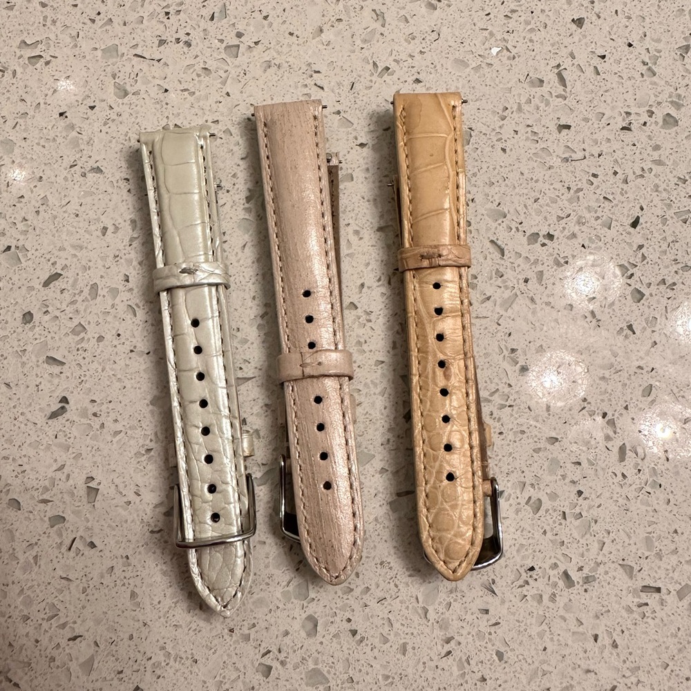 3 Michele 16mm watch bands - natural / cream colors